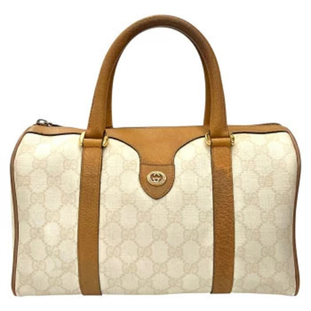 Gucci Boston Bag Handbag White Brown